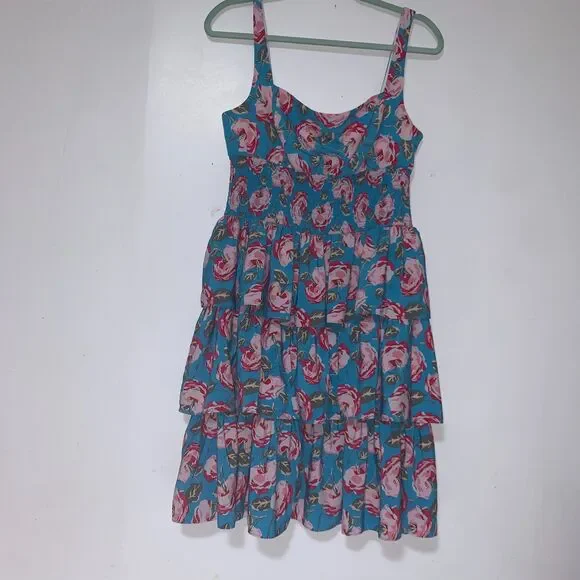 Betsy Johnson ruched back floral sundress size 12, floral chic summer dress - Picture 3 of 10